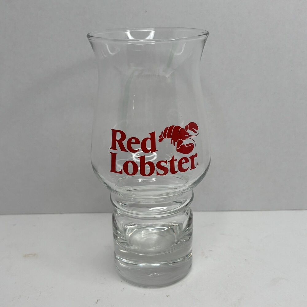 Red Lobster Hurricane Glass Cocktail Drink Restaurant Logo 1980s Retro Vintage